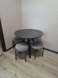 Стіл кухонний розкладний RoMax Lite Slide 90x90 см (130x90см) Loft Біла Аляска/Чорний