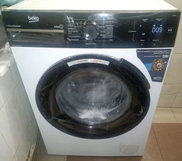 Пральна машина Beko BM1 WFSU 36233 WPBB, фронтальна, вузька, 44,6 см, 6 кг, 1200 об/хв, клас В/A/B, 15 програм, інверторний, дозавантаження, пара, дисплей, білий c чорний люком фото від покупців 4