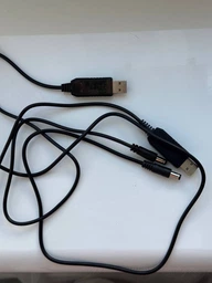 Кабель для роутера от повербанка с преобразователем на 12V, DC 2.1x5.5mm, USB 5V->12V, 1м Черный