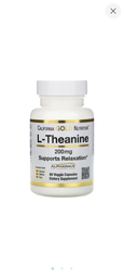 Амінокислота L-теанін California Gold Nutrition (L-Theanine Supports Relaxation) 200 мг 60 капсул CGN01242
