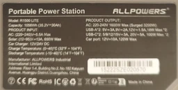Зарядна станція Allpowers R1500 1800 Вт / 1152 Вт⋅год / LiFePO4