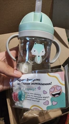 Поильник непроливайка с силиконовой трубочкой с ручками Лисичка Мятный PPL-33