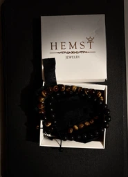 Парные браслеты Hemst Тигровый глаз и Лавовый камень Universal (70028)