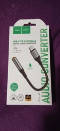 Адаптер Hoco LS36 (перехідник USB to 3.5mm, довжина кабелю 12 см, підтримка мікрофона, керування гарнітурами) - Чорний