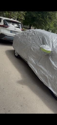 Чехол для авто водонепроницаемый XL 464×182×146 см, защитный автомобильный тент с карманами для зеркал от дождя, снега, солнца, пыли, тент-чехол для машины на резинке с УФ-защитой, зима-лето Серый, ZCHDL-2