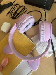 Беспроводные наушники детские ATD CAT EAR L400 с кошачьими ушками LED подсветкой Bluetooth 5.0 microUSB встроенным микрофоном радио Pink фото от покупателей 4