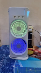 Переносний дворівневий вентилятор з охолодженням Double-Ended Spray Fan та зволоженням (білий) фото від покупців 1