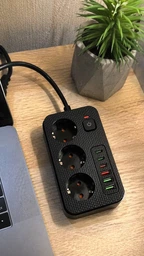 Мережевий фільтр Ultra 3 розетки, 3 USB-А, 3 USB-C 2 м Black (LS333-2)