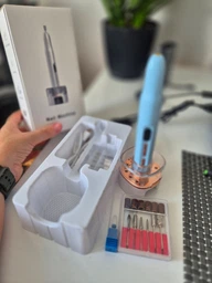 Профессиональный беспроводной фрезер для маникюра и педикюра Nail Machine 8809 машинка для маникюра и педикюра и УФ лампа + подарок 12 насадок, белый фото от покупателей 10