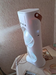 Вентилятор акумуляторний безпровідний + USB + пульт ДУ подвійний з підсвічуванням 3в1 360° настільний міні кондиціонер для зволоження повітря охолоджувач для кімнати офісу дачі фото від покупців 2