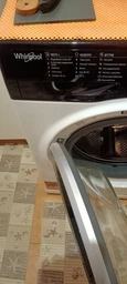 Пральна машина Whirlpool WRBSB 6228 B UA, фронтальна, вузька, 6 кг, 1200, клас С/A/B, 42,5 см, 16 програм, дисплей, інвертор, білий з чорним люком