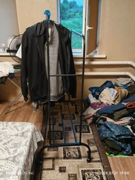 Двойная стойка вешалка для одежды и обуви Loft Rack TW-602 напольная стальная с полкой на колесах Black фото от покупателей 11