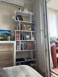 Стелаж Асиметрія Книжова шафа на 6 полиць висока вітрина в магазин 70х196.2х23.8 см Венге