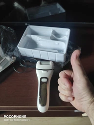 Електрична пилка пемза для ніг та п'яток для педикюру 18 в 1 з LCD дисплеєм електро акумуляторна + 3 насадки, біла фото від покупців 8