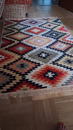 Плетений двосторонній килим Shana Zummi 160x230 см червоний з жовтогарячим