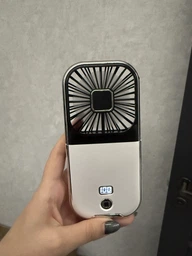 Вентилятор міні портативний акумуляторний з павербанком 3000 mAh з підставкою для телефона ручний на шию з USB білий + чорний