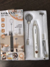 Капучінатор акумуляторний Sokany SK-201A з USB зарядкою 2 насадки Чорний