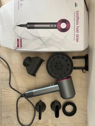 Професійний фен для волосся Super Hair Dryer 1600 Вт + 5 насадок + тримач фена на стіну персиковий