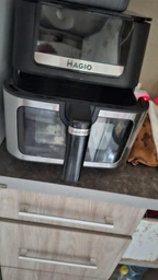 Мультипіч MAGIO DUO CHEF MG-415 10 л 3500 Вт аерогриль аерофритюрниця електропіч 2 ТЕНи верхній і нижній, сенсорний дисплей, 9 програм, дегідратор, сушіння та розморожування, гриль-решітка з керамічним покриттям, силіконова чаша, таймер, відкладений старт
