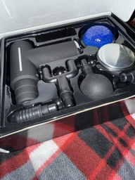 Массажер пистолет перкуссионный сенсорный 6в1 Massage Gun для тела спины ног и шеи мышц ультракомпактный ударный ручной черный фото от покупателей 1
