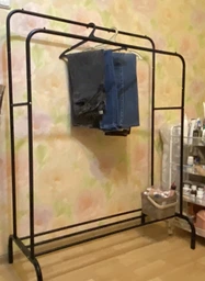 Двойная стальная стойка вешалка для одежды и обуви с полкой RZTK Loft Black