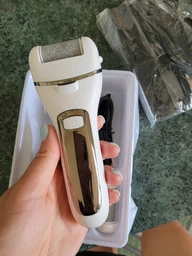 Електрична пилка пемза для ніг та п'яток для педикюру 18 в 1 з LCD дисплеєм електро акумуляторна + 3 насадки, біла