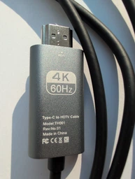 Кабель 4K 60Hz Type-C to HDMI 2m, метал, нейлон, Black-Grey (TH001-MN20KG-460)