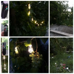 Уличный и домашний LED светильник+POWER BANK Sunlamp 8 м + 2 м, 20 ламп по 10 LED, 220V, IP65, теплый свет, с пультом и 8 режимами