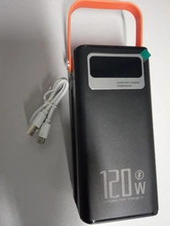 Повербанк Power bank 100000 mAh USB, Type-C, MicroUSB с Led-дисплеем, быстрой зарядкой и встроенными кабелями, белый фото от покупателей 15