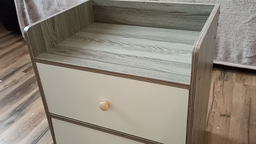 Тумба приліжкова з шухлядами 44×40×30 см, компактна підлогова тумбочка в спальню для зберігання речей, книг і дрібниць з 2 висувними ящиками для дому, дитячої та вітальні, ламінована ДСП Біла, STLMD-76-White фото від покупців 1