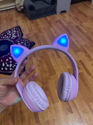 Безпровідні навушники дитячі ATD CAT EAR L400 з котячими вушками LED підсвіткою Bluetooth 5.0 microUSB вбудованим мікрофоном радіо Pink фото від покупців 2