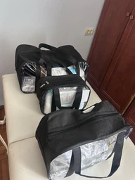 Набор из 3х прозрачных сумок в роддом S+M+L черные ПВХ+СПАНБОНД