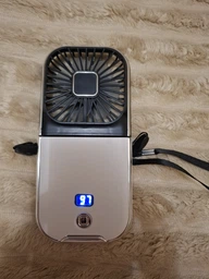 Вентилятор міні портативний акумуляторний з павербанком 3000 mAh з підставкою для телефона ручний на шию з USB білий + чорний фото від покупців 16