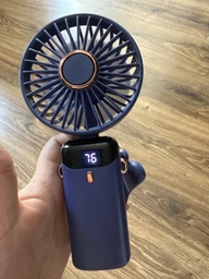 Вентилятор портативный аккумуляторный Led Digital Display Fan USB с подставкой для телефона и дисплеем белый фото от покупателей 1