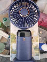 Портативный вентилятор Mini fan XL-880 диаметр 9 см с подставкой для телефона и дисплеем