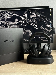 Беспроводная игровая гарнитура MCHOSE V9 Turbo+ с комбинированным подключением, магнитной зарядной станцией, Ягодно-красный фото от покупателей 2