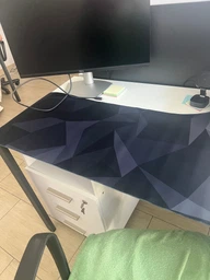 Коврик килимок для мишки ігрова поверхня та клавіатури антиковзкий великий гумовий компʼютерний ігровий килимок 900 x 400 мм для ПК ноутбука геймінгу роботи навчання на стіл темно синій OnePro 74061 фото від покупців 2