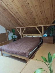 Двуспальная деревянная кровать Mebigrand Бавария Оливковая (RAL1020) 140х200 см (MBG-14821)
