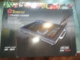 Плита электрическая инфракрасная одноконфорочная Domotec 2000Вт, стеклокерамическая электроплитка с таймером и защитой от перегрева, компактная настольная плита для кухни, дачи, дома Черная, MS-5842