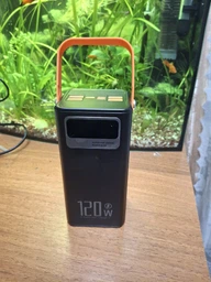 Повербанк Power bank 100000 mAh USB, Type-C, MicroUSB с Led-дисплеем, быстрой зарядкой и встроенными кабелями, белый