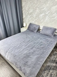 Хутряна ковдра 145х210 см тепла м'яка пухнаста ковдра-покривало для ліжка дивана та спальні Сірий