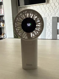 Вентилятор портативний настільний ручний Hoco HX62 з LED-дисплеєм 6000 mAh з вбудованим акумулятором, 5-17 год роботи, 5 швидкостей White