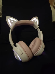 Игровые беспроводные наушники Onikuma GT838I с кошачьими ушками, микрофоном и RGB-подсветкой, Bluetooth + 2.4G + AUX Blue