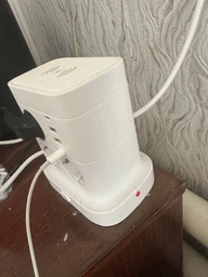 Сетевой фильтр удлинитель адаптер питания беспроводная зарядка 2 USB A 2 Type C на 7 розеток с заземлением и защитой от перенапряжения 2500W 10A кабель 1,8м для компьютера ноутбука настольный PD Power Delivery электрический разветвитель с евророзетками фото от покупателей 2
