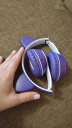 Беспроводные наушники с кошачьими ушками CAT EAR Bluetooth 5.0 + EDR детские наушники, игровые с блютуз гарнитурой и LED подсветкой, бирюзовые фото от покупателей 2