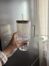Стеклянный стакан с крышкой и трубочкой ICE Tea стеклянная чашка 750 мл для холодных напитков Прозрачный
