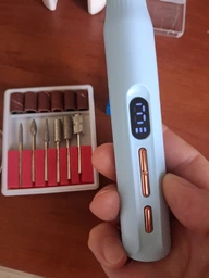 Професійний безпровідний фрезер для манікюру та педикюру Nail Machine 8809 машинка для манікюра та педикюра і УФ лампа + подарунок 12 насадок, голубий фото від покупців 3