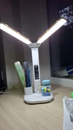 Лампа настольная с аккумулятором для маникюра LED с двумя плафонами подставкой для телефона сенсорным управлением 3 режима света USB лампы LED светодиодные на аккумуляторе фото от покупателей 12