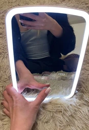 Дзеркало для макіяжу з лед підсвіткою LED у ванну кімнату настільне косметичне сенсорне на USB фото від покупців 8