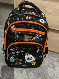Шкільний ортопедичний дитячий рюкзак для хлопчиків Universe World Rocket космос планети для хлопчика до школи 1 – 5 клас та першокласника чорний